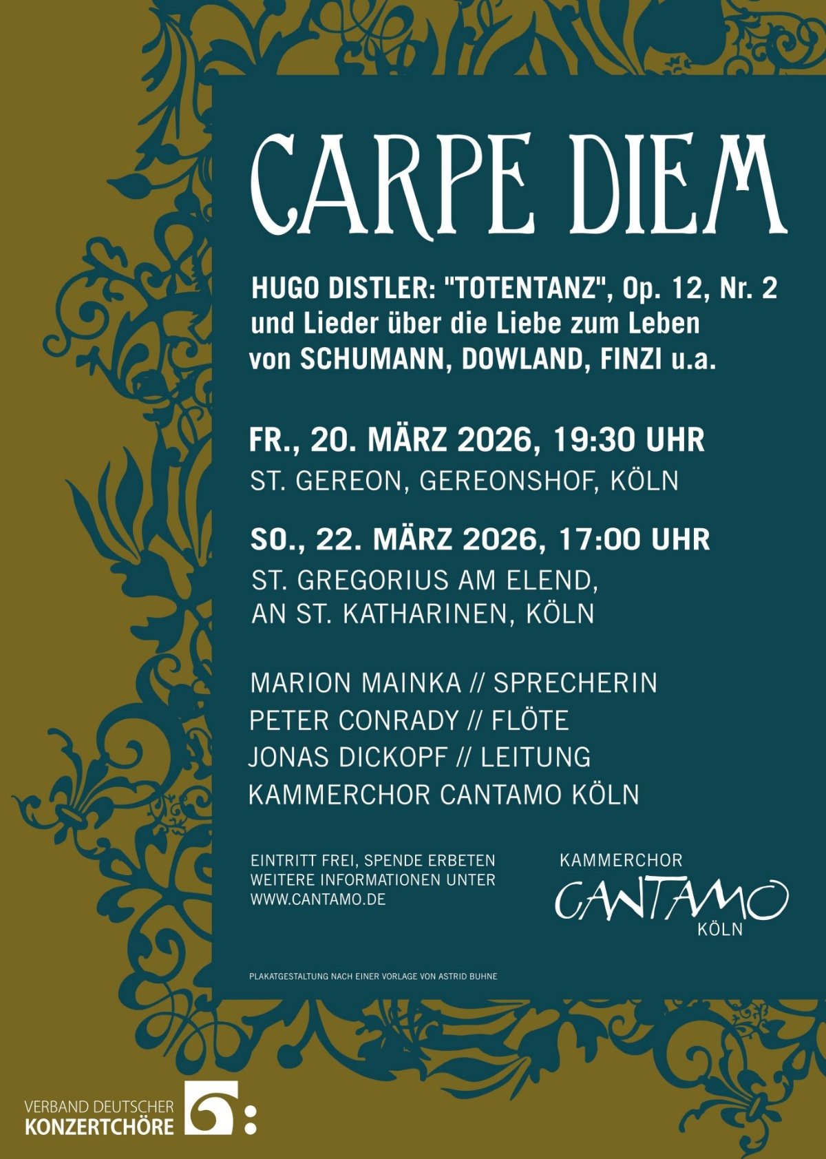 Plakat Carpe Diem (c) Kammerchor Cantamo Köln